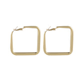 Stylish 18K gold-plated open square hoop earrings, featuring a contemporary design for a chic accessory look.